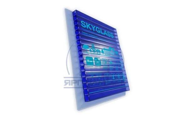 Сотовый поликарбонат 10 мм SkyGlass синий 12 м